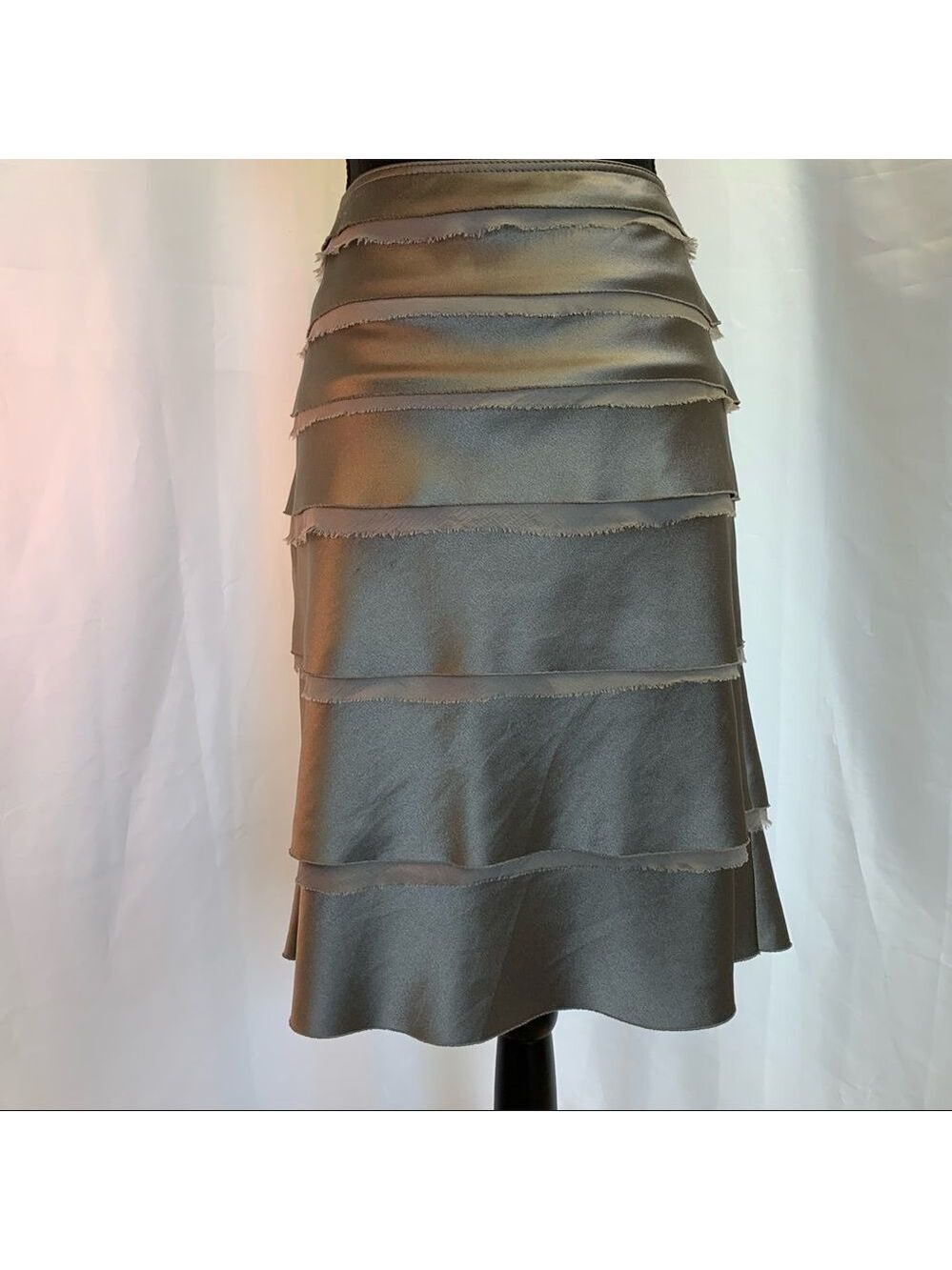 STRENESSE Gabriel Strehle Gray Layered Silk Skirt - Picture 3 of 7